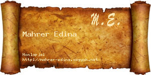 Mahrer Edina névjegykártya